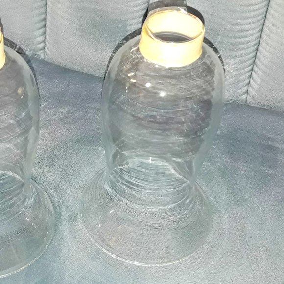 2 Glass Votives Hurricanes Candle Holder Candleabra Flame Blockers Toppers Flute - Picture 8 of 12